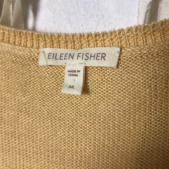 Eileen Fisher Linen Knit Sweater Size M Color is a Light Dijon Mustard Color - Picture 9 of 11